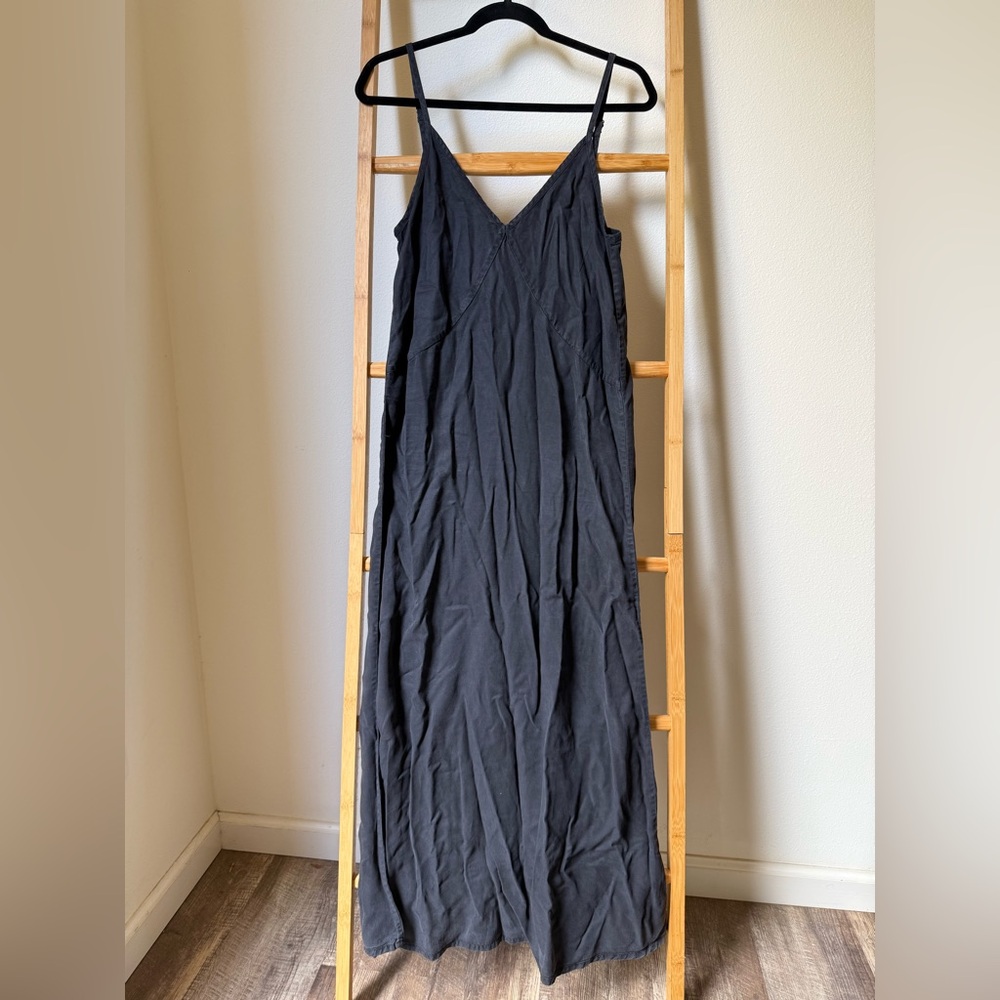 Quince Black Maxi Slip Dress